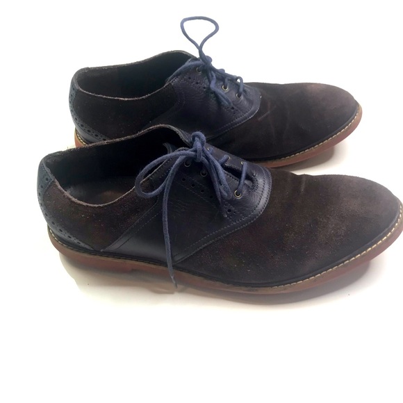 COLE HAAN 11.5M Franklin II BROWN Suede BLUE Oxford Saddle SHOES C11873 A051021 main image 5